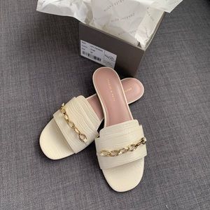 【Used】Croc-Effect Chain Link Slide Sandals